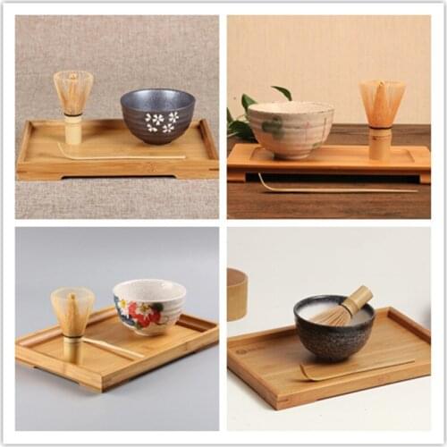 4 Style 3pcs/set Coffee Tea Sets Tea Ceremony Matcha Ceramic Tea Bowl Bamboo Scoop Matcha Whisk Japanese Tea Too