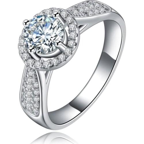 6mm round wedding ring cute lady jewelry gift aaaa zircon engagement silver color ring Rings For Women Birthday Stone Gift