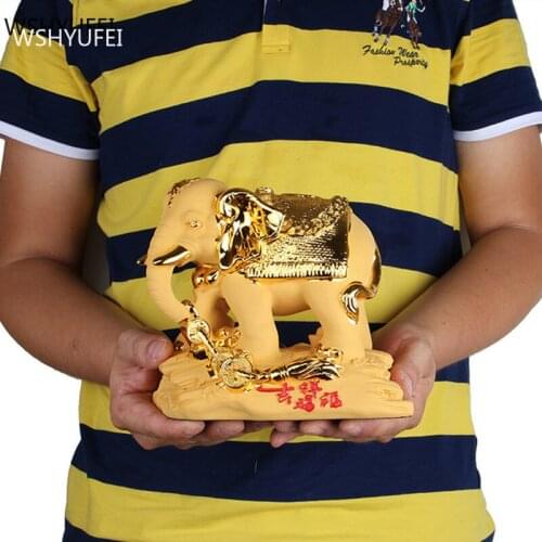 Creativity Resin Elephant Sculpture Decoration Home Porch Auspicious Ornaments Office Desktop Lucky Money Decor Crafts Gift
