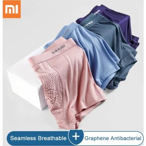 3pcs Xiaomi Men Underwear Graphene Antibacterial Boxer Shorts Youth Seamless Sports Shorts Man Underpant Cotton Male Solid Panty