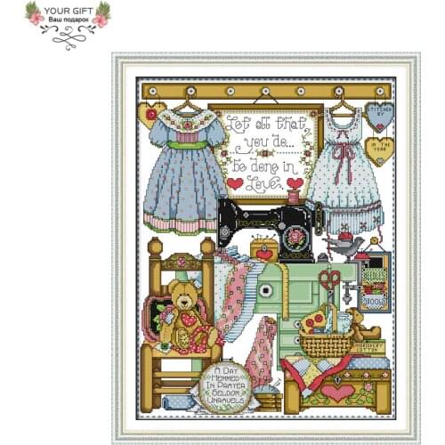 Joy Sunday C098 14CT 11CT Counted and Stamped Home Decor Tailor Shop Needlework Needlepoint Embroidery DIY Cross Stitch kits