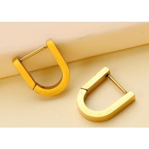 New Kshmir Geometric Punk Hoop Earrings High Quality Classic Stainless Steel Ear Buckle for Women Hip Hop Jewelry Accessories