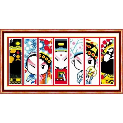Beijing opera facial makeup cross stitch kit Chinese counted 18ct 14ct 11ct printed embroidery needlework DIY handmade craft
