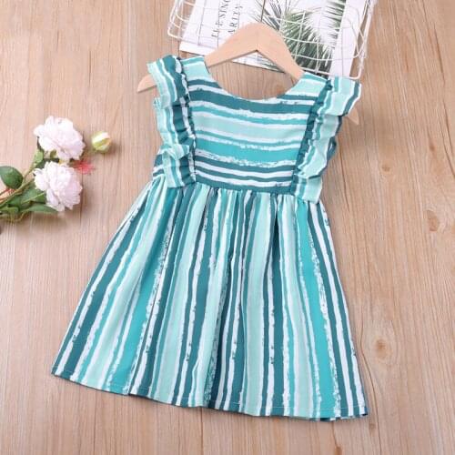 Dress 2021 New Summer Light Dress Irregular Stripes Print Dress For Girls Kid Clothes Girl Clothes Baby Clothes