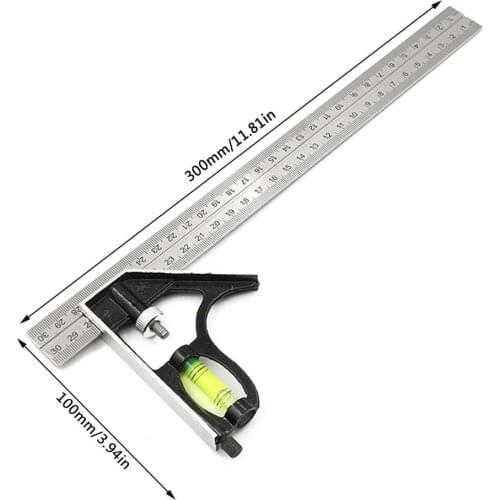 Professional 300mm Combination Square Angle Ruler Adjustable Steel Protractor Right Angle Ruler Carpenter Measuring Tools