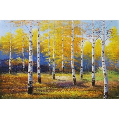 Hand Painted Oil Painting on Canvas Modern Abstract Tree Forest Landscape Canvas Painting Wall Art Picture for Home Decoration
