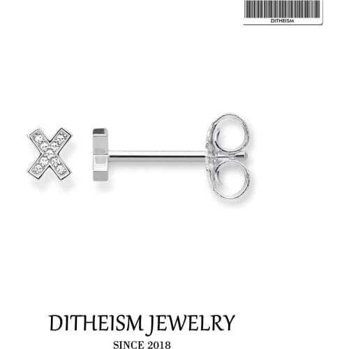 White X Sharp Stud Earrings, 2018 New Zirconia Fashion Jewelry 925 Sterling Silver Trendy Gift For Women Girl Lover