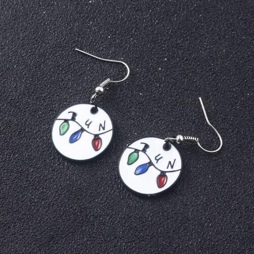 Stranger Things Drop Earrings Colored Light Letter RUN Earrings for Women Girls Jewelry
