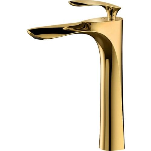 Basin Faucet Brass Bathroom Sink Mixer Tap Hot & Cold Faucet Single Handle Deck Mounted Golden/Chrome Lavatory Tap Water Crane