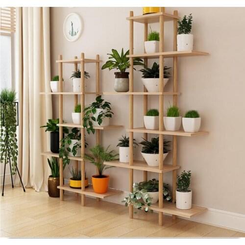 Indoor family use Nordic flower rack real wood balcony sitting room succulent green plants shelf floor - to - floor multi - laye