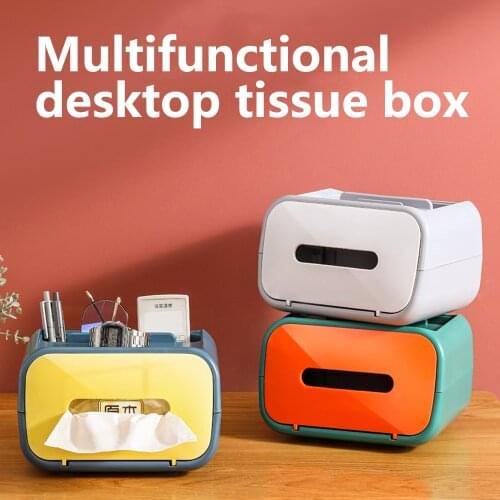 Stylish Tissue Box Cover Holder with Stationery Remote Control Box for Organizing Bedroom Dressers, Night Stands,Desks and Table
