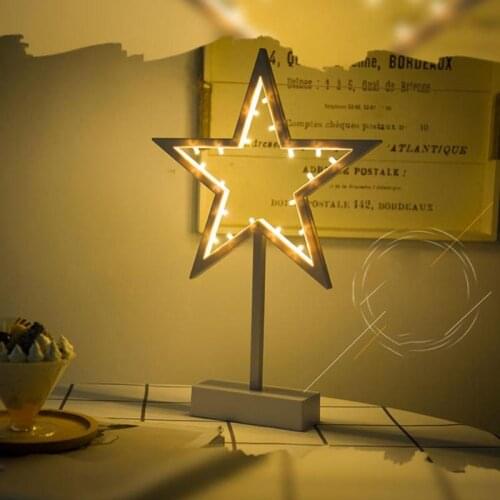Star Shape LED Night Lamp White Frame Warm White Table Creative Star Night Lamp Stand Home Room Xmas Christmas Decor Kids Gift