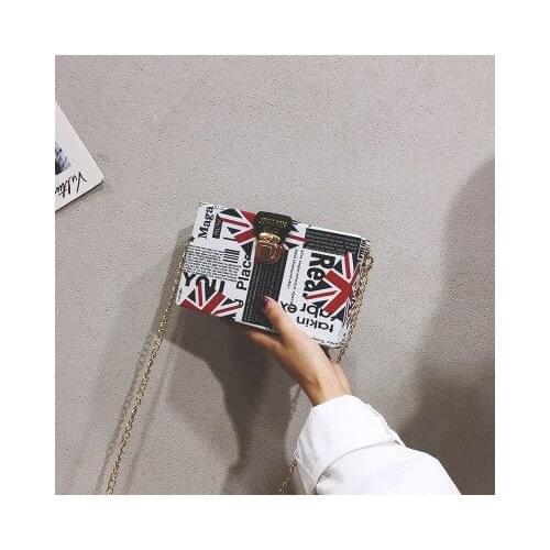 Chain lock small square bag female 2020 new fashion printed box bag small box wild shoulder shoulder bag