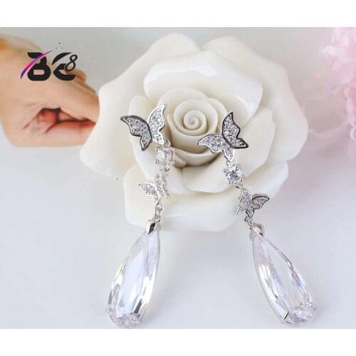 Be 8 New Vintage Butterfly Shape Long Drop Dangle Earrings Multicolour Color for Women Fashion Jewelry Boucle D'oreille E758