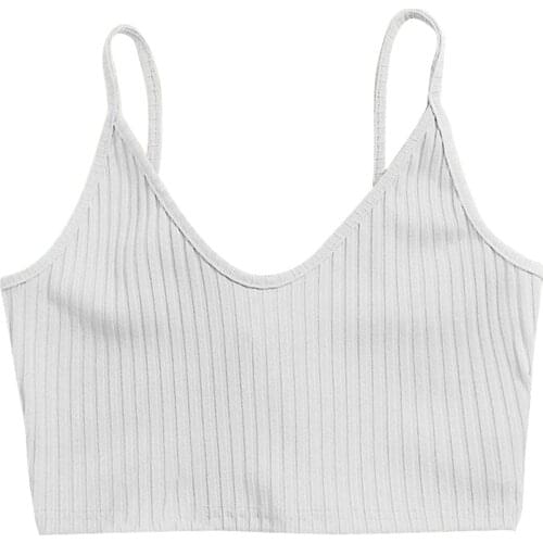 Women Summer Knitted Tank Tops Solid Color Ribbed Spaghetti Straps V-Neck Backless Crop Tops for Girls Teens Streetwear 2021