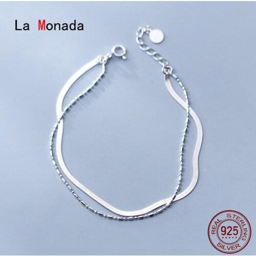 La Monada Double Layer Chain Bracelets For Women Silver 925 Sterling Jewelry Fine 925 Sterling Silver Womens Bracelet Female