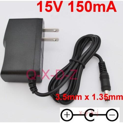 1PCS High quality AC/DC 15V 150mA Switching Power Supply adapter Reverse Polarity Negative Inside US plug 3.5mm x 1.35mm