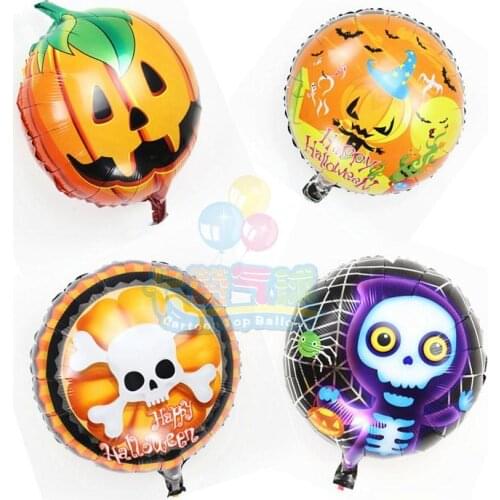 10pcs/lot 18inch halloween skeleton pumpkin head balloon aluminum fillm globos Halloween decoration balloons child toy wholesale