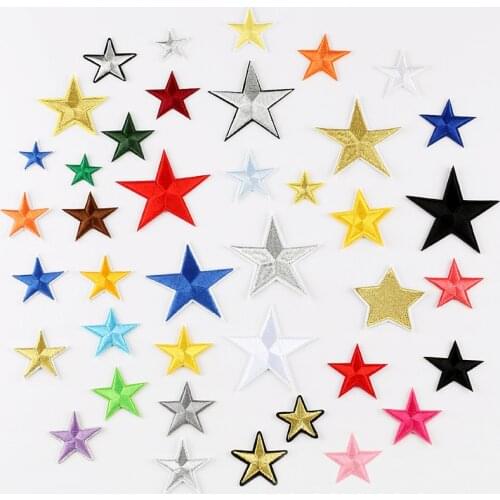 Cheap 10pc Colorful Star Military Embroidered Patches for Clothing Iron on Clothes Applique Clothes Badge Stripe Sticker Iron-on