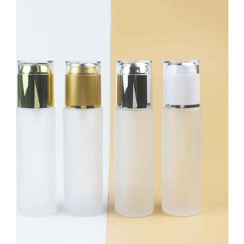 100pcs 80ml Frosted glass Empty bottles / essence BB CC Cream essential oils filling bottles press pump head acrylic cover