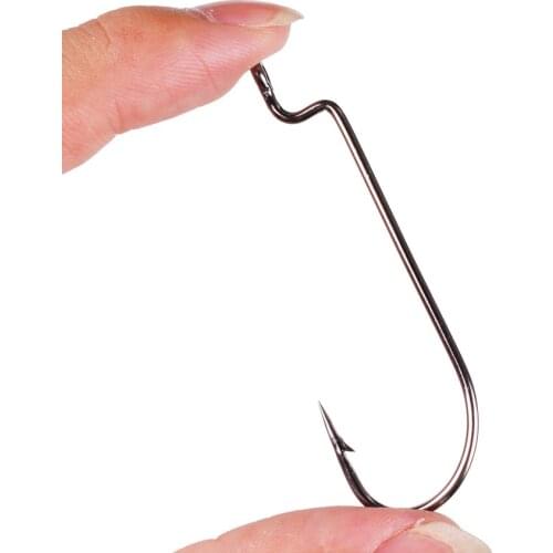 100pcs High Carbon Steel Narrow Crank Hook 6# 4# 1# 1/0# 2/0# 3/0# 4/0# 5/0# Lure Jig Rig Fishing Soft Bait Worm Hook