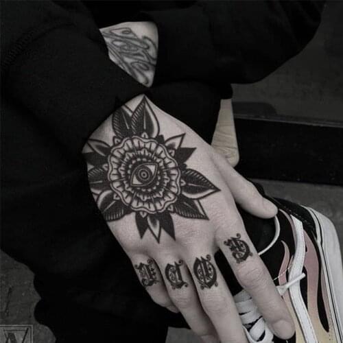 15pcs/set Waterproof Hand Temporary Tattoos for Women Men Dark Black Flower Henna Tattoo Stickers Rose Butterfly Cat Fake Tattoo