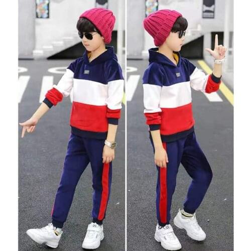 2019 Children Sets For 4-2 Year Kids Baby Boys Clothes Long Sleeve Sweatshirt +Pants 2Pcs Hot Sale Boy Plus Velvet Warm Suit