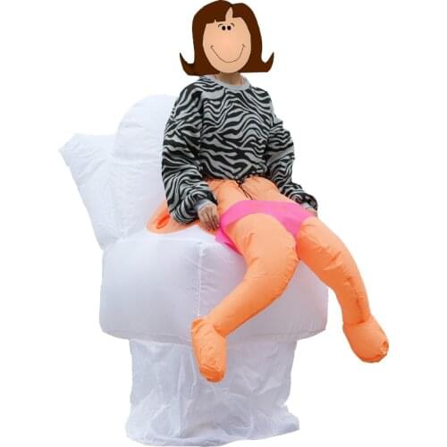 2021 New Design Half Body Inflatable Costume Adult Closestool Halloween Spoof Funny Blow Up Clothes Cosplay Costumes Women Men