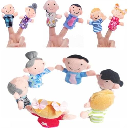 6pcs/lot Family Finger Puppets Plush Cloth Toys Toys Doll Baby Kids Educational Story Hand Fingers Toy