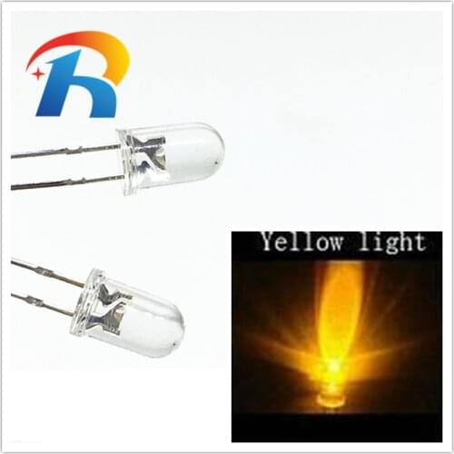 Free shipping 1000pcs/lot 5mm round LED transparent light emitting yellow, light emitting diode F5 yellow light diy