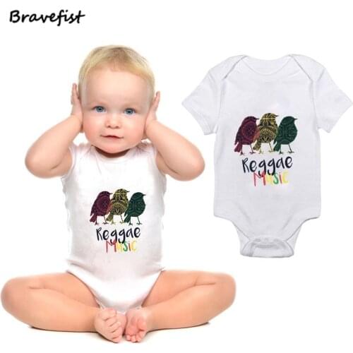 Summer Lovely Babies White Bodysuits Toddler Kid Baby Girls Short Sleeve Bodysuit Jumpsuit Outfits Sunsuit Clothes Reggae Music