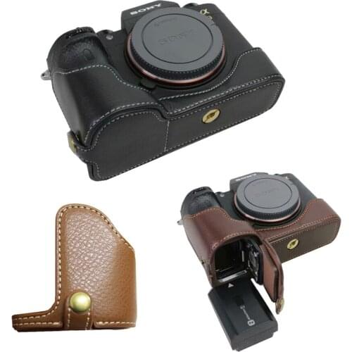 Genuine Leather case Camera bag Bottom cover Half Body set For Sony ILCE-9 A9 A7III A7M3 A7RIII A7RM3 A7MK3 With Battery Opening