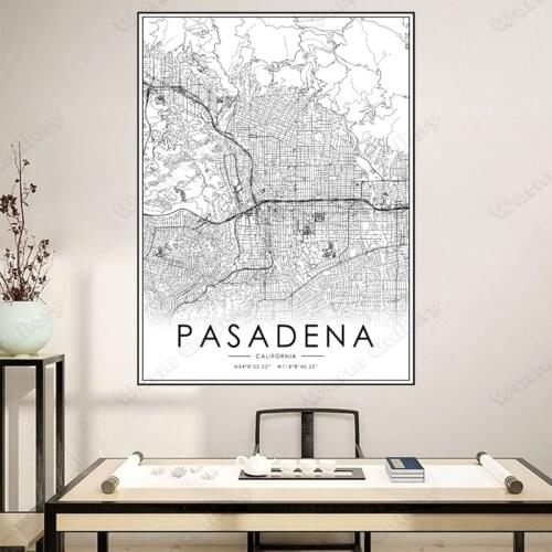 Black and White City Map The Pasadena ​City Map Poster HD Print Wall Art Canvas Nordic Landscape Painting For Home Decor