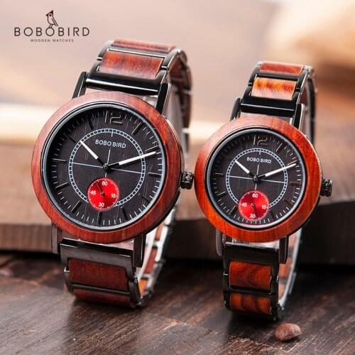 BOBO BIRD Wooden Lovers' Watches Set Top Brand Luxury Stylish Women Watch Men Great Gifts Relogio Masculino