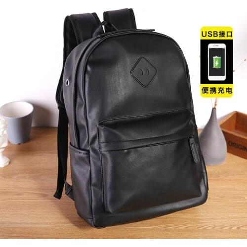 Mens Backpack School Bags for Boys Usb Charging Backpack Men Shoulder Bag Sofe Leather Laptop Bagpack Mochila Para Hombre
