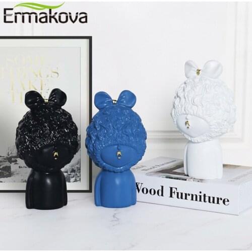 ERMAKOVA 19cm Creative Loli Figure Figurine Girl Statue Bedroom Office Lolita Modern Art Sculpture Scandinavian Style Decoration