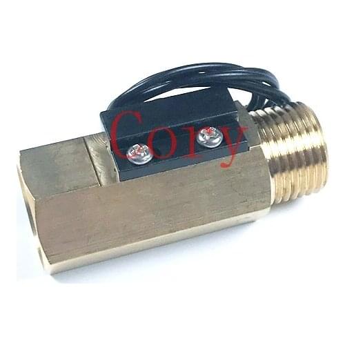 G1/2 Inner Outer Thread Dia Gold Tone Copper Water Flow Switch DC250V 70W 0.5A