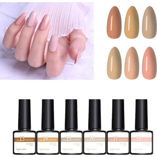 Geena 6PCS/SET Varnishes-Glitter Nail Polish UV Lamp Semi-Permanant Soak-Off Nail-Art Gel Polish