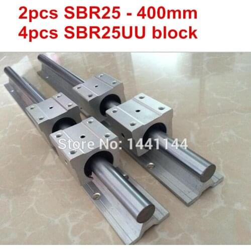 SBR25 linear guide rail: 2pcs SBR25 - 400mm linear guide + 4pcs SBR25UU block for cnc parts