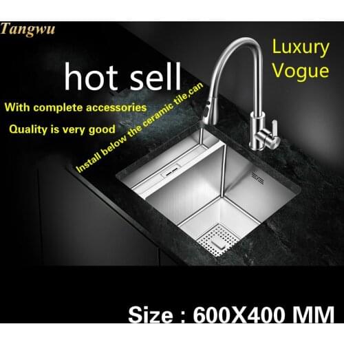 Fashionable Luxurious mini standard kitchen manual sink single trough high-grade food grade stainless steel hot sell 60x40 CM