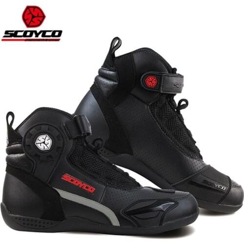 Autumn Breathable Motorcycle Boots MT015 Scoyco knight Microfiber Leather boot Spring Motocross Motorbike Men Shoes