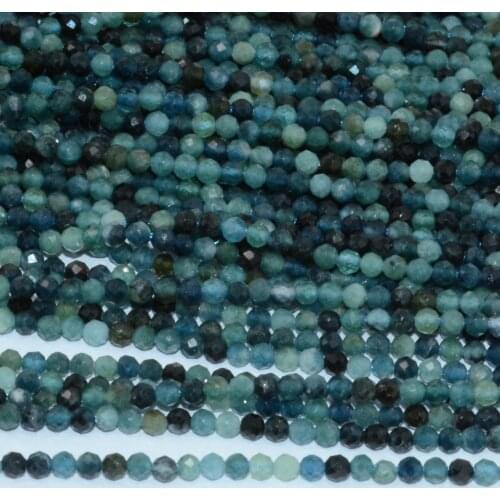 Natural Simple Quality Blue Tourmaline Faceted Round Beads 3mm