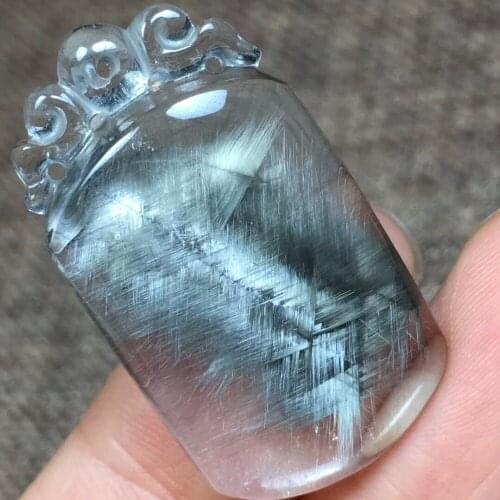 Natural Brookite Pla tinum Rutilated Quartz Woman Man Rectangle Shape Powerful Pendant 32x18x7mm AAAAA Pendant Certificate