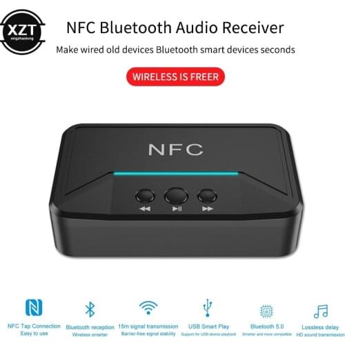 NFC Bluetooth 5.0 Receiver 3.5mm AUX RCA Jack Hifi Wireless Adapter Auto On/OFF Bluetooth 5.0 4.2 Car Audio Receiver
