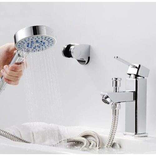 New Free Shipping Modern Basin Sink Faucet Chrome Finish Multi-function Bathroon Faucet W/ Hand Shower Mixer Tap Deck mounted