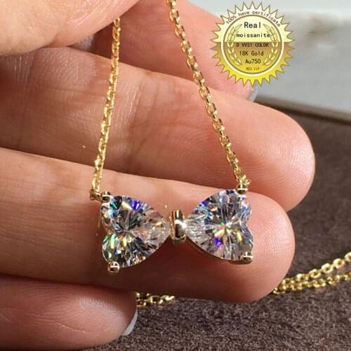 Solid Au750 18K gold Necklace 2ct moissanite Diamond DVVS color With national certificate 001
