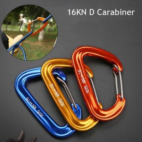 16KN Professional Climbing Carabiner D Shape Mountaineering Buckle Hook Safety Lock Outdoor Climbing Equipment Accessory
