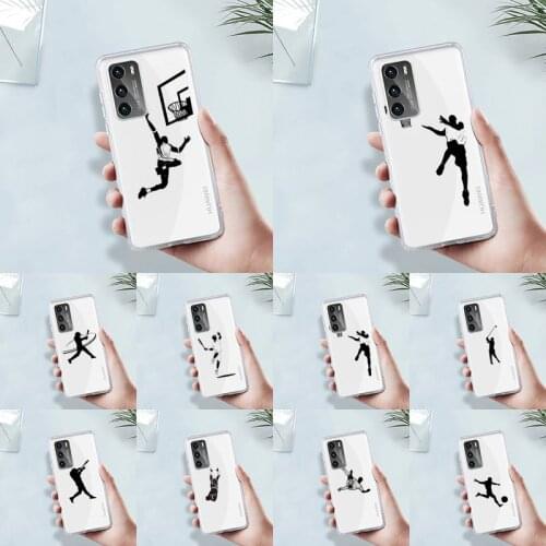 Playing basketball Hot Off Phone Case Transparent For Huawei 8 7 6 5 4 3 2 pro SE i E Soft TPU Clear Mobile Bags Coque shell
