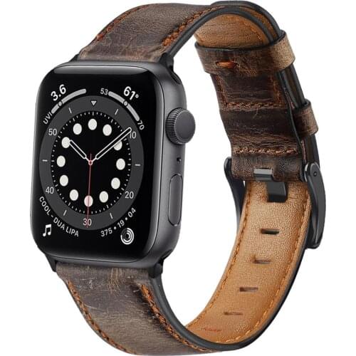 Retro Cow Leather strap for Apple watch 6 band 44mm 40mm correa watchband iWatch bracelet FOR Apple watch SE 6 watch accessories