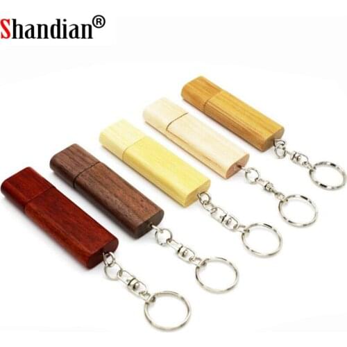 SHANDIAN Maple Wooden USB 2.0 Flash Drive 4GB 8GB 16GB 32GB 64GB 128GB Pen Drives Free LOGO Memory Stick Gifts Key Chain U Disk